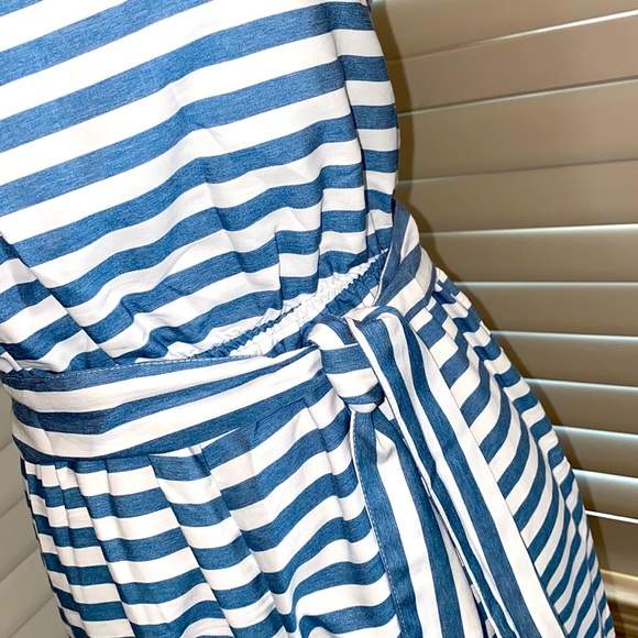 Striped Blue/White Jumpsuit Size Medium - Picture 4 of 6